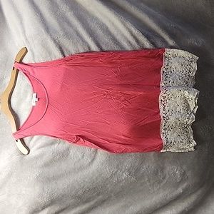 Medium coral colored tank top with lace bottom from Grace & Lace.